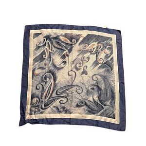 Luxury Vintage Swirl Pattern Blue Cream & Pink Japanese Scarf Wrap Cover Up